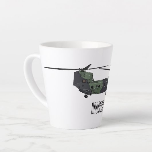 Chinook Heerhubschrauber Cartoon Illustration Milchtasse (Linke Ecke)
