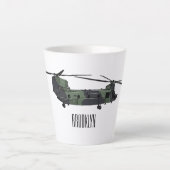 Chinook Heerhubschrauber Cartoon Illustration Milchtasse (Vorderseite)