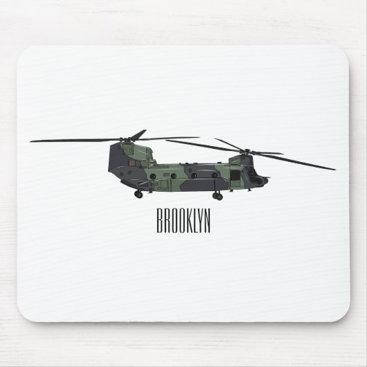 Chinook Heerhubschrauber Cartoon Illustration Mousepad (Vorne)