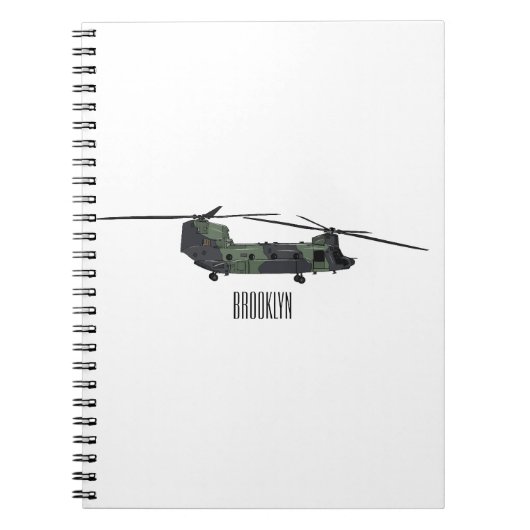 Chinook Heerhubschrauber Cartoon Illustration Notizblock (Vorderseite)
