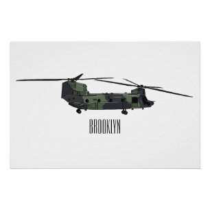 Chinook Heerhubschrauber Cartoon Illustration Poster