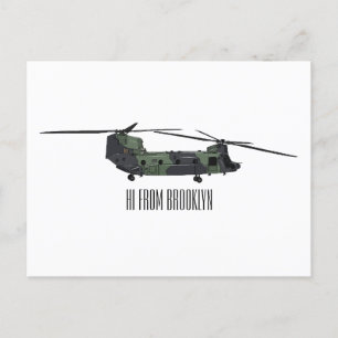 Chinook Heerhubschrauber Cartoon Illustration Postkarte
