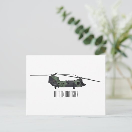 Chinook Heerhubschrauber Cartoon Illustration Postkarte (Stehend Vorderseite)