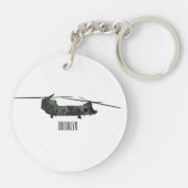 Chinook Heerhubschrauber Cartoon Illustration Schlüsselanhänger (Rückseite)