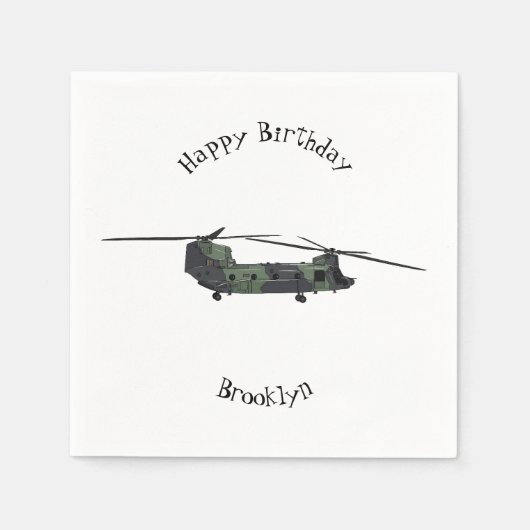 Chinook Heerhubschrauber Cartoon Illustration Serviette (Vorderseite)