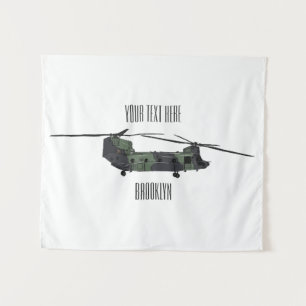Chinook Heerhubschrauber Cartoon Illustration Wandteppich