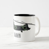 Chinook Heerhubschrauber Cartoon Illustration Zweifarbige Tasse (VorderseiteRechts)