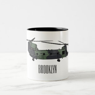 Chinook Heerhubschrauber Cartoon Illustration Zweifarbige Tasse