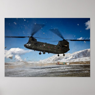 Chinook Helicopter in Snow Poster
