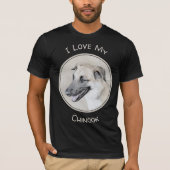 Chinook (Helicopter Ohren) Malerei - Hundekunst T-Shirt (Vorderseite)