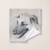 Chinook (Hubschrauberohren) Malerei - Hundekunst Badhandtuch Set (Waschlappen)