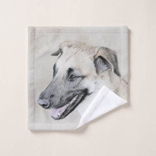 Chinook (Hubschrauberohren) Malerei - Hundekunst Badhandtuch Set (Waschlappen)