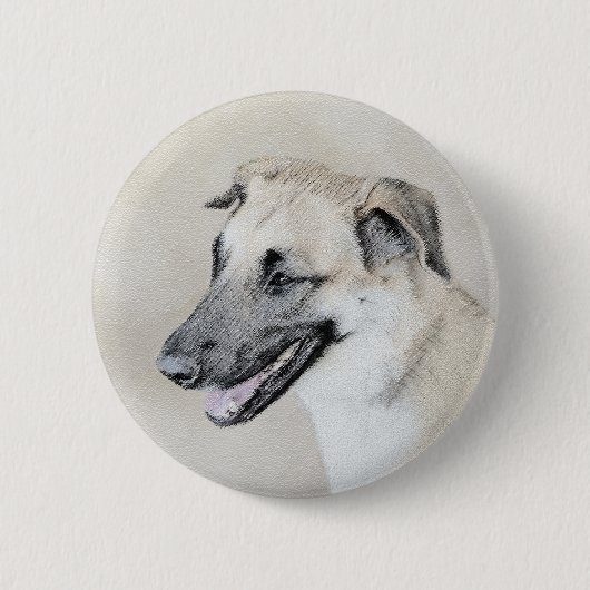 Chinook (Hubschrauberohren) Malerei - Hundekunst Button (Vorderseite)
