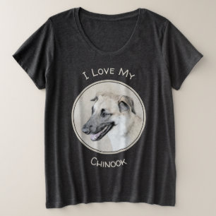 Chinook (Hubschrauberohren) Malerei - Hundekunst Große Größe T-Shirt