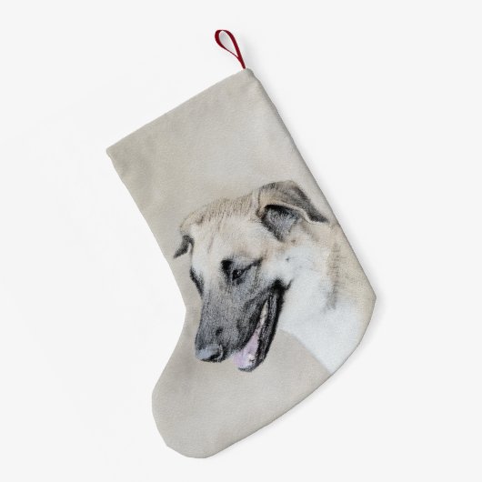 Chinook (Hubschrauberohren) Malerei - Hundekunst Kleiner Weihnachtsstrumpf (Rückseite (Hängend))