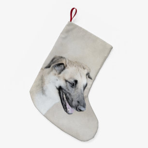 Chinook (Hubschrauberohren) Malerei - Hundekunst Kleiner Weihnachtsstrumpf