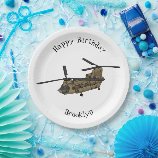 Chinook-Illustration für Militärhubschrauber Pappteller (Party)