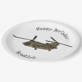 Chinook-Illustration für Militärhubschrauber Pappteller (Schrägansicht)