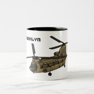 Chinook-Illustration für Militärhubschrauber Zweifarbige Tasse