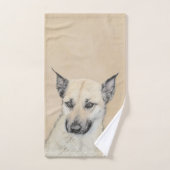 Chinook (Ohrspitze) Malerei - Original Hundkunst Badhandtuch Set (Handtuch)