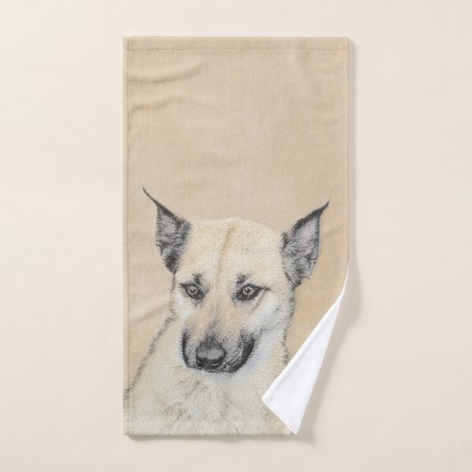 Chinook (Ohrspitze) Malerei - Original Hundkunst Badhandtuch Set (Handtuch)