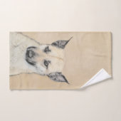 Chinook (Ohrspitze) Malerei - Original Hundkunst Badhandtuch Set (Handtuch)