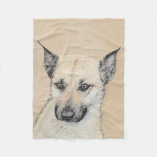 Chinook (Ohrspitze) Malerei - Original Hundkunst Fleecedecke