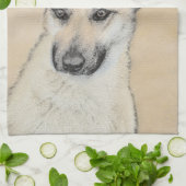 Chinook (Ohrspitze) Malerei - Original Hundkunst Geschirrtuch (Gefaltet)