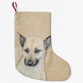 Chinook (Ohrspitze) Malerei - Original Hundkunst Kleiner Weihnachtsstrumpf (Vorderseite)