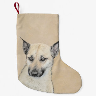 Chinook (Ohrspitze) Malerei - Original Hundkunst Kleiner Weihnachtsstrumpf