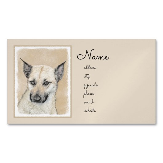 Chinook (Ohrspitze) Malerei - Original Hundkunst Magnetische Visitenkarte (Vorderseite)