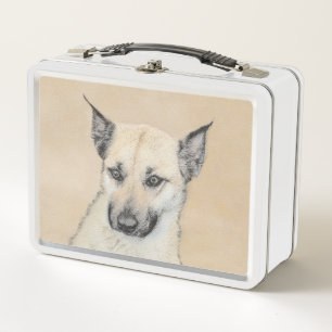 Chinook (Ohrspitze) Malerei - Original Hundkunst Metall Brotdose