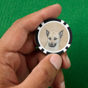 Chinook (Ohrspitze) Malerei - Original Hundkunst Pokerchips