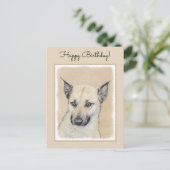 Chinook (Ohrspitze) Malerei - Original Hundkunst Postkarte (Stehend Vorderseite)