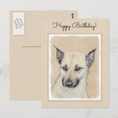 Chinook (Ohrspitze) Malerei - Original Hundkunst Postkarte (Vorne/Hinten)