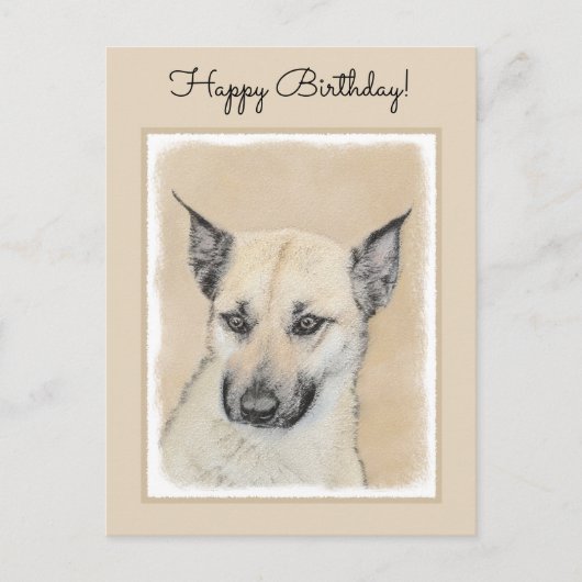 Chinook (Ohrspitze) Malerei - Original Hundkunst Postkarte (Vorderseite)