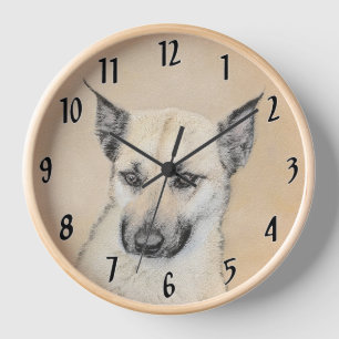 Chinook (Ohrspitze) Malerei - Original Hundkunst Uhr