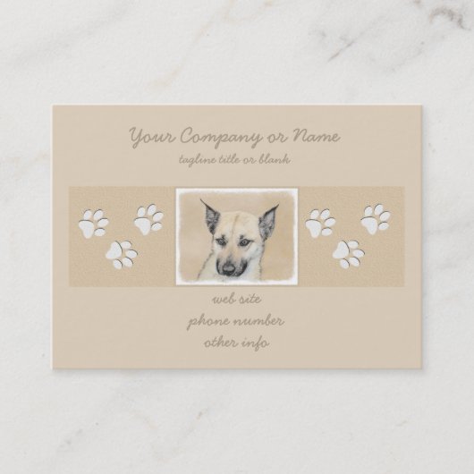 Chinook (Ohrspitze) Malerei - Original Hundkunst Visitenkarte (Vorderseite)