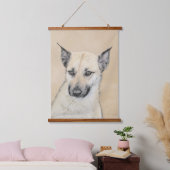 Chinook (Ohrspitze) Malerei - Original Hundkunst Wandteppich Mit Holzrahmen (Schlafzimmer)