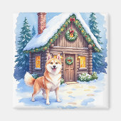 Chinook Rustic Blockhütte Weihnachtskunst Magnet (Vorne)