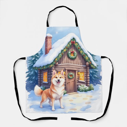 Chinook Rustic Blockhütte Weihnachtskunst Schürze (Vorderseite)