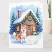 Chinook Rustic Log Cabin Christmas Art Karte (Vorderseite)
