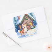Chinook Rustic Log Cabin Christmas Art Quadratischer Aufkleber (Umschlag)