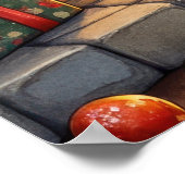 Chinook Sitting by Fireplace with Christmas Lights Poster (Ecke)