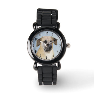 Chinook (Tropfohren) Gemälde - Original Hundkunst Armbanduhr