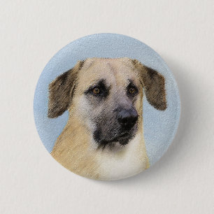 Chinook (Tropfohren) Gemälde - Original Hundkunst Button