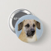 Chinook (Tropfohren) Gemälde - Original Hundkunst Button (Vorne & Hinten)