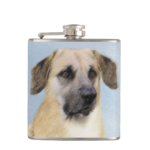 Chinook (Tropfohren) Gemälde - Original Hundkunst Flachmann