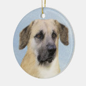 Chinook (Tropfohren) Gemälde - Original Hundkunst Keramik Ornament (Links)