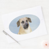 Chinook (Tropfohren) Gemälde - Original Hundkunst Ovaler Aufkleber (Umschlag)